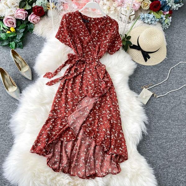 

summer beach chiffon casual women dress short sleeve polka print boho party elegant v neck sundress arrival, Black;gray