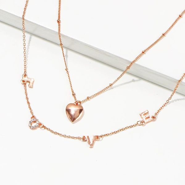 

pendant necklaces komi vintage love heart rhinestone crystal letters necklace for women girls choker gift party jewelry c50116, Silver