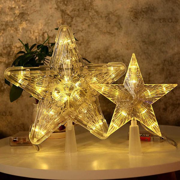 Árvore de Natal Top Led Star Night Light Ornaments Festão Ano Novo 2022 Decorações de decoração para Home Navidad H0924