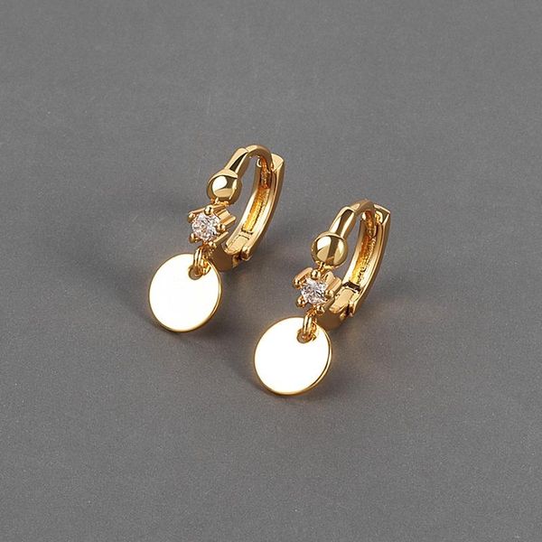 

hoop & huggie semorilry 925 sterling silver zirconia round charm earrings for girls small chic sleeper earring party jewelry fashion 2021, Golden;silver