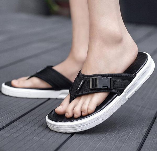 

men fashion flip flops casual sandals outdoor comfortable light slippers breathable and beach shoes, Black