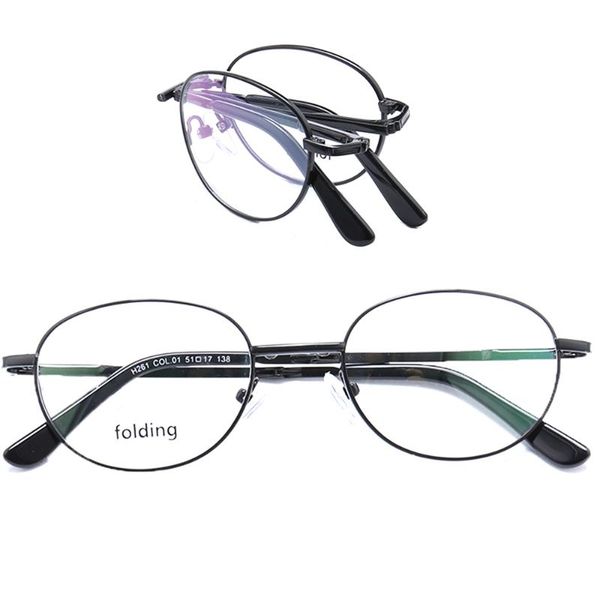 

fashion sunglasses frames men round metal eyeglass for women folding eyeglasses lightweight glasses high-quality eyewear black