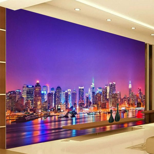 

wallpapers custom modern york city night scene wall cloth 3d mural painting living room ktv background paper roll home decor