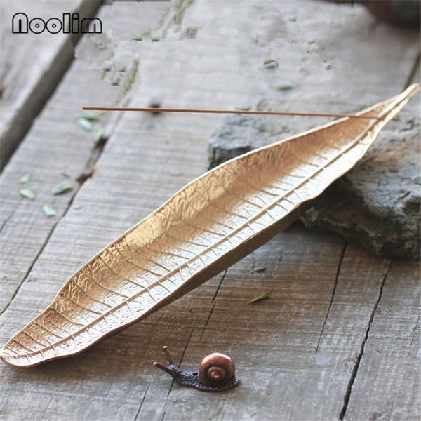 

fragrance lamps creative retro copper bodhi leaf incense stick burner handmade holder home decor zen censer snails crafts for gifts