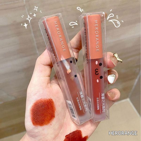 

lip gloss herorange light milkshake velvet air matte glaze cosmetics makeup beauty waterprof tslm1