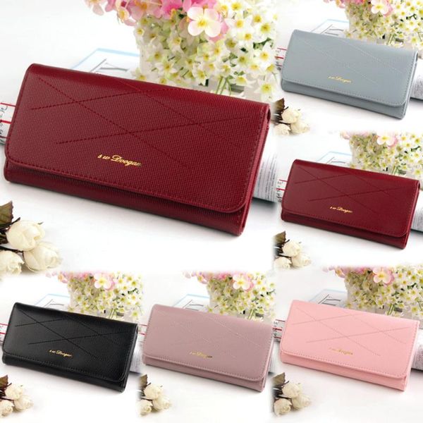 

wallets women wallet ladies clutch pu leather long purse card holder phone bag case handbag /by, Red;black