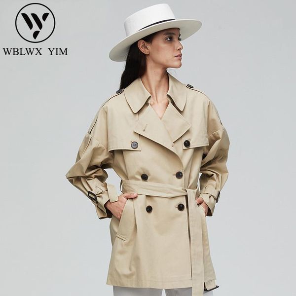 

women's trench coats pink coat for women 2021 autumn classic double breasted belt long lady casual business outerwear, Tan;black