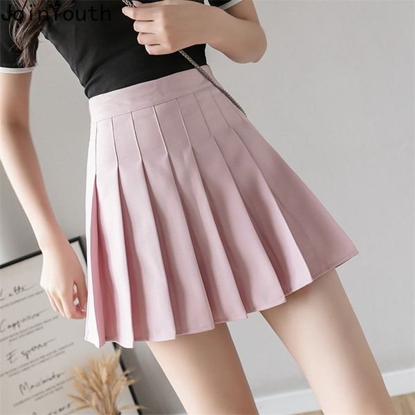 

joinyouth sweet mini skirt summer plus size high waist jupa femme roupas fashion pleated short faldas kawaii saia 7a1033 210412, Black