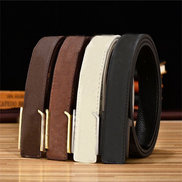 

2022 fashion grade custom leather belt casual big gold buckle multicolor business belts for women men designer 3.8cm with box, Black;brown