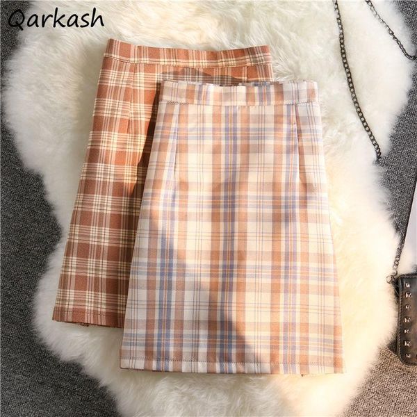 

skirts women plaid high waist a-line mini korean preppy style chic fashion all-match casual ins students faldas street wear, Black