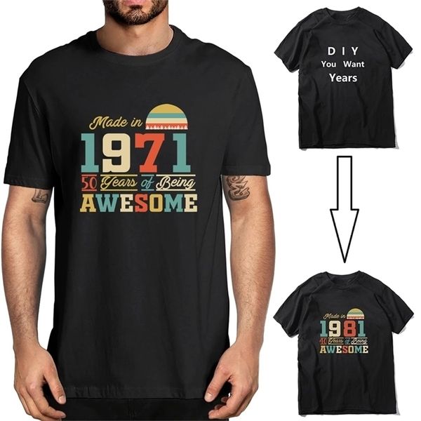 Camicie unisex 1971 50 Years of Being Awesome 50th Birthday T-shirt da uomo vintage divertente 100% cotone a maniche corte da donna 210716