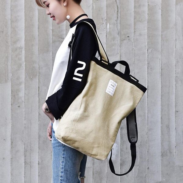 

backpack 2021 canvas women's fashion tide high school student schoolbag travel