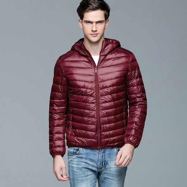 

Men's hooded autumn and winter lightweight men's short Short Portable down jacket delivery bag, Black