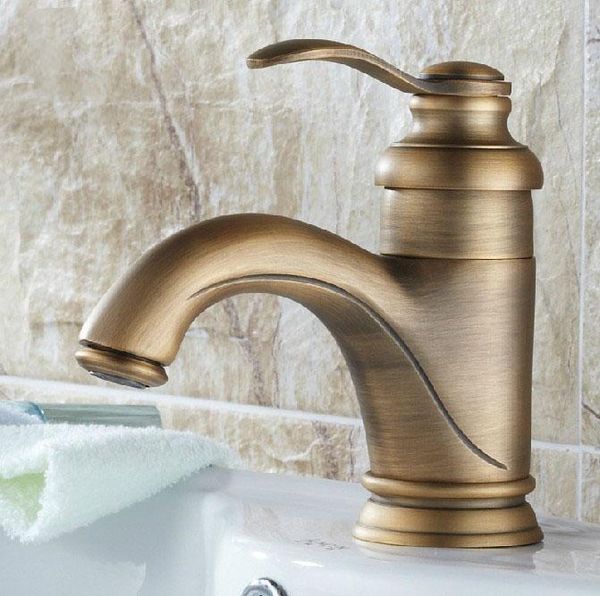

bathroom sink faucets vintage retro antique brass vessel basin mixer tap faucet one hole single handle mnf051