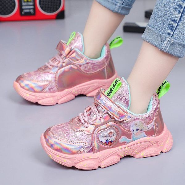 

girls princess sneaker spring autumn cartoon students casual shoes girls sports shoes childrens kids soft-soled non-slip shoes, Black;red