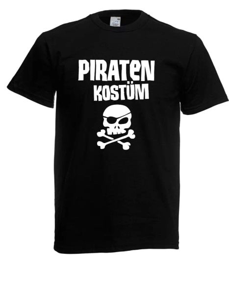 

mens t-shirt pirate costume with eye patch carnival size up to 5xl, White;black