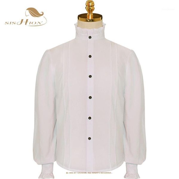 

men's dress shirts sishion 2021 renaissance clothing shirt medieval steampunk pirate chemise homme white vintage for men vd1987, White;black