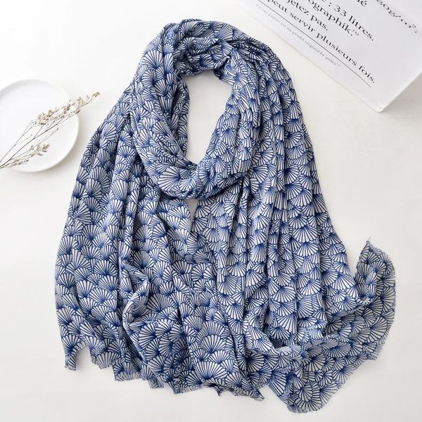 

scarves royalmaybe blue and white cotton scarf autumn winter warm ladies shawl factory direct wholesale, Blue;gray