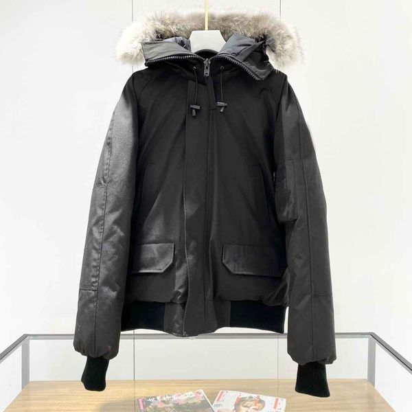

brand winter men thick canada parka jacket casual solid color short jackets male hooded goose coat warm men's parkas canda outerwear 01, Black