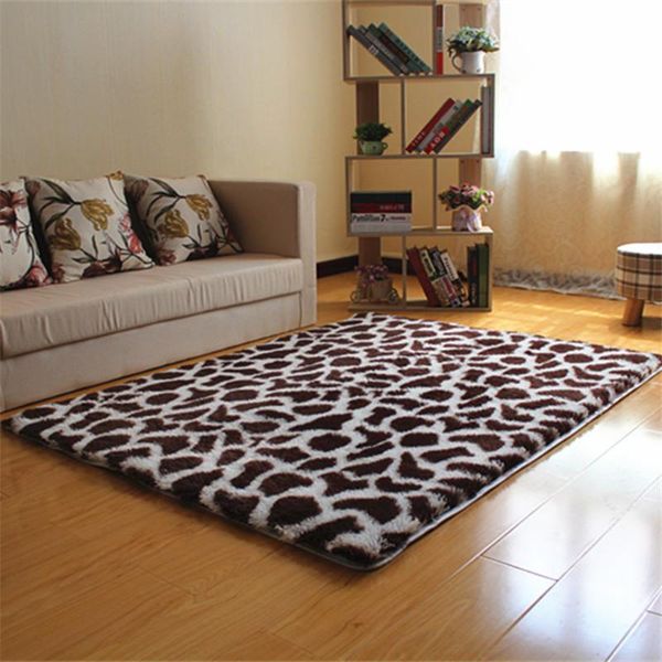 

carpets fluffy soft carpet rugs bedside area shaggy long hair leopard printed doormat kitchen hallway bath mat 40*60cm