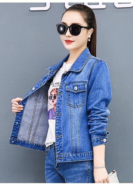 

women's jackets denim jacket women jeans blue black autumn wear long sleeve female slim short coat womens and coats, Black;brown
