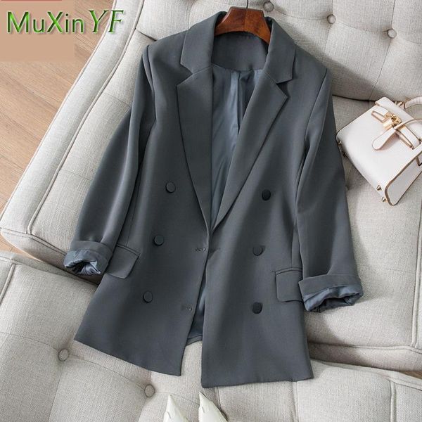 

women's suits & blazers suit jacket autumn 2021 casual loose double breasted profession black korean fashion elegant coat blouse, White;black