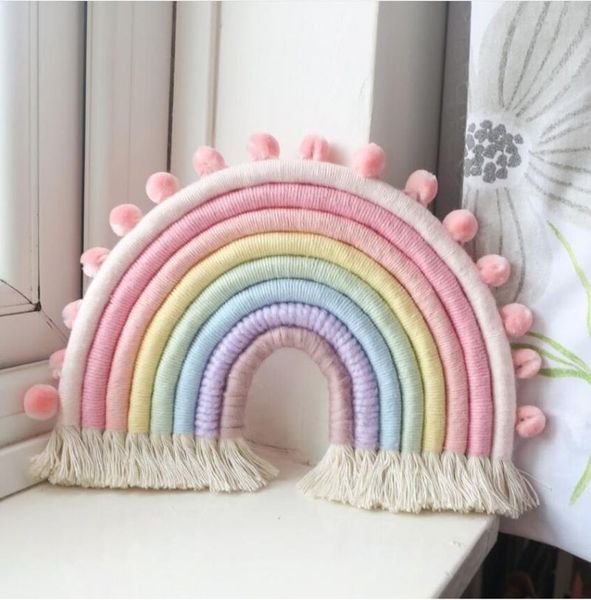 

decorative objects & figurines diy rope rainbodiyw wall hanging decoration handmadewoven rainbow children room accessories living home decor