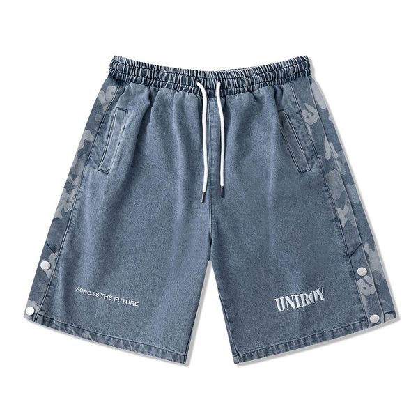 

hip hop trend loose jeans shorts for men and women, White;black