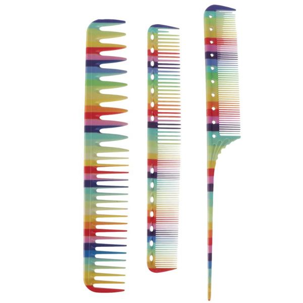 

3pcs practical hair cutting tools colorful hairstyling combs set pintail comb brushes, Silver