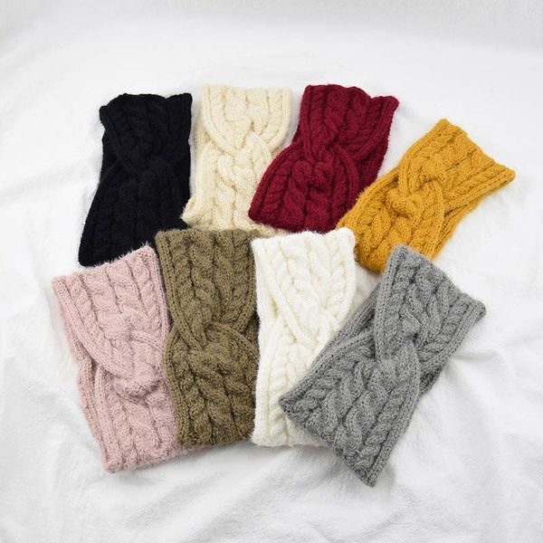 

knitting wool headband twist cross hairband elastic hair bands winter warmer ear crochet wide head wrap turban hair accesories, Silver