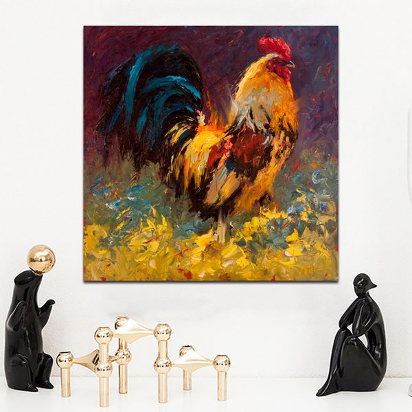 Roosters Ölgemälde Wandkunst für Wohnzimmer, Schlafzimmer Poster und Drucke Moderne abstrakte Kunst dekorative Bilder