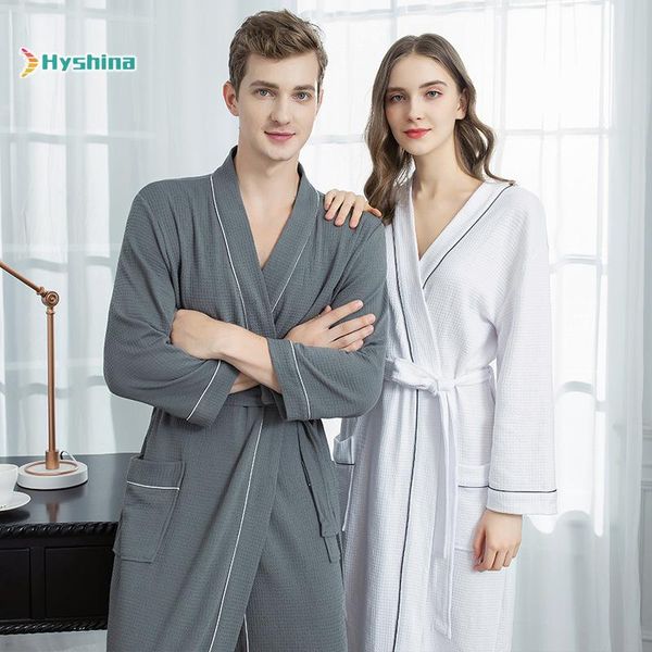 

women's sleepwear japanese bathrobe women long summer nightgown spring and autumn lovers thin pajamas men absorb water dry quickly, Black;red
