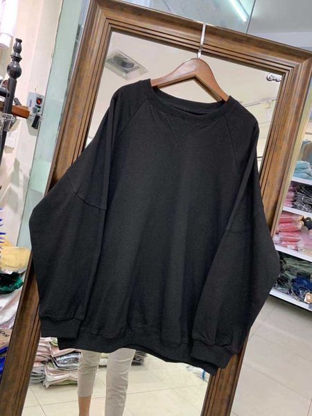 

spring and summer casual women hoodies full solid pullovers korean hoodie o-neck drop-shoulder 210615, Black