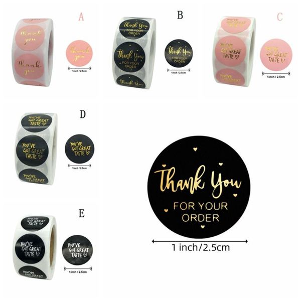 

gift wrap pink black paper label stickers gold thank you scrapbooking 500pcs for wedding christmas card business packing stationery