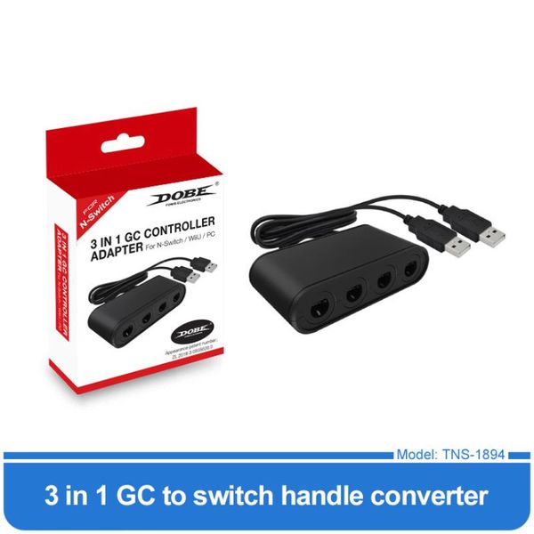 

game controllers & joysticks 3 in 1 4 ports gc handle to wiiu/pc/switch converter adapter for pc gamecube accessories