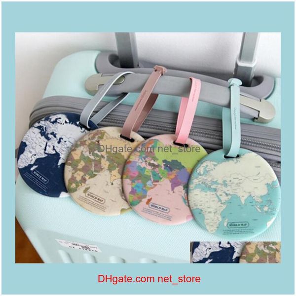 Parti della borsa Borse Lage Aessorieslage Tag Mappa globale ID valigia di silice Titolare indirizzo Identificatore Bagaglio Etichette d'imbarco Viaggio portatile Aesso