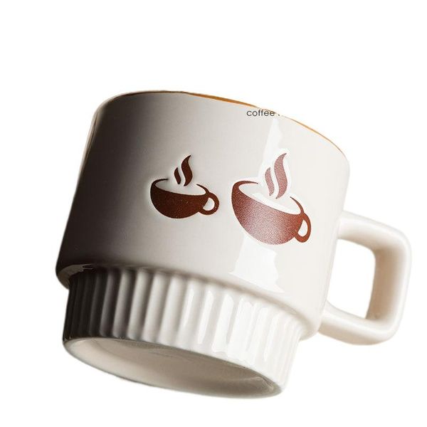 

mugs american ceramic heavy coffee mug pull flower tea cup set breakfast home office restaurant milk 320ml