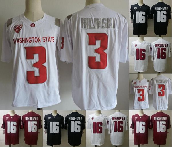 

ncaa washingtonstate jersey 16 gardner minshew ii football stitched 3 hilinski red, Black