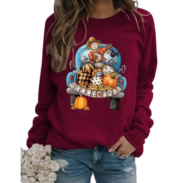 

5 halloween sweatshirts long sleeve round neck loose fashion women, Black