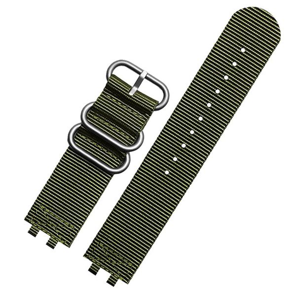 

watch bands nylon canvas watchband for gmw-b5000 series double convex interface 24mm armygreen black wrist strap, Black;brown