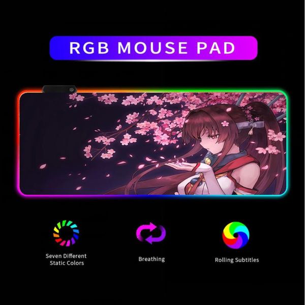 

mouse pads & wrist rests pink hitenkei sakura girl rgb glowing mousepad xxl gamer computer notebook pc office led backlit keyboard carpet ma