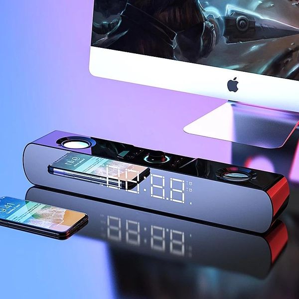 

mini speakers soaiy multimedia bluetooth speaker subwoofer with led display clock soundbar for tv computers louldspeaker home theater