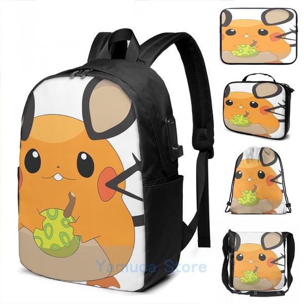 

backpack funny graphic print dedenne usb charge men school bags women bag travel laptop