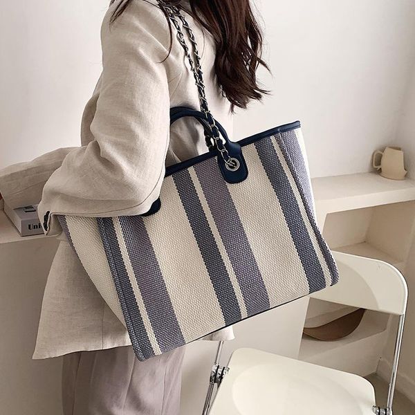 

european and american casual ladies chain canvas shoulder bag 2021 fashion messenger net red large-capacity handbag cross body