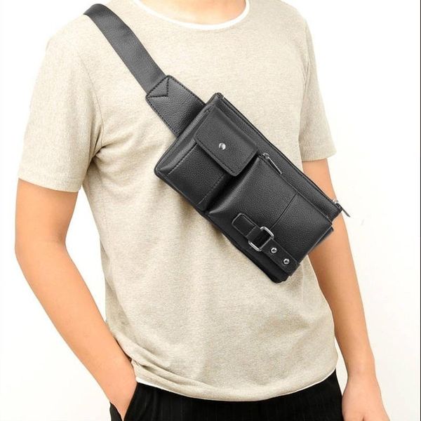 

outdoor bags universal men shoulder messenger retro waist bag, size: l (27cm x 15cm 1cm) (black)
