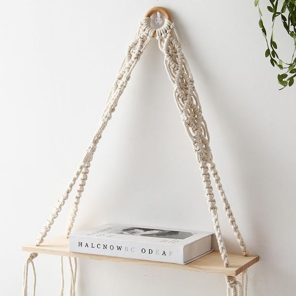 

exotic style hand woven nordic cotton rope tapestry shelf wall storage bed room decoration decorations other home decor
