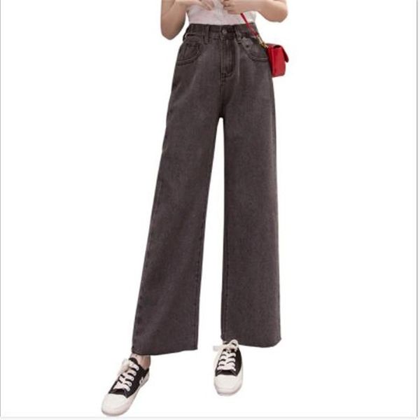 

vintage women jeans spring plus size 5xl 2021 high waist denim wide leg pants female loose full length cowboy lady m434 women's, Blue