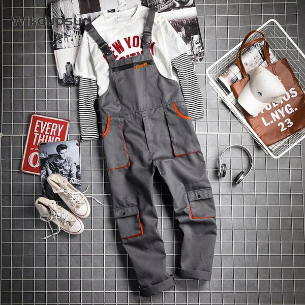 

men's bib overalls suspenders pants jumpsuit vintage work goth clothes men punk gothic spring autumn rompers wear coverallls, Black