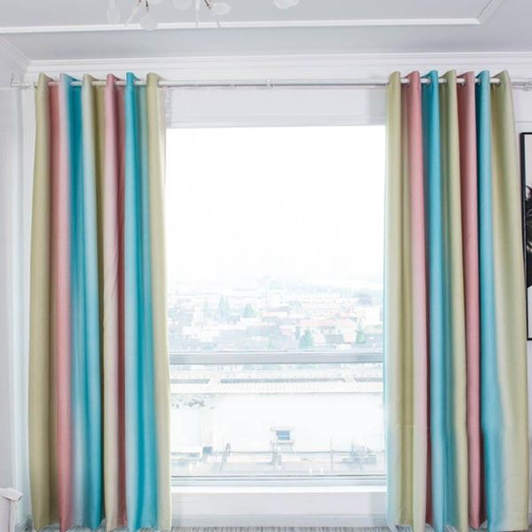 

curtain & drapes simple stripe gradient color multi-size bedroom living room balcony decorations screening perforated curtains wwo66