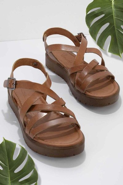 

sandals tan genuine leather female k05826001103, Black